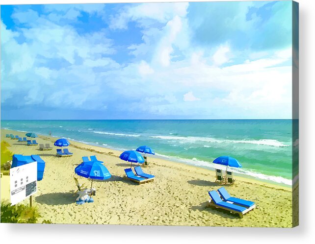 Beach Chairs Acrylic Print featuring the photograph Beach chairs by Lou Novick