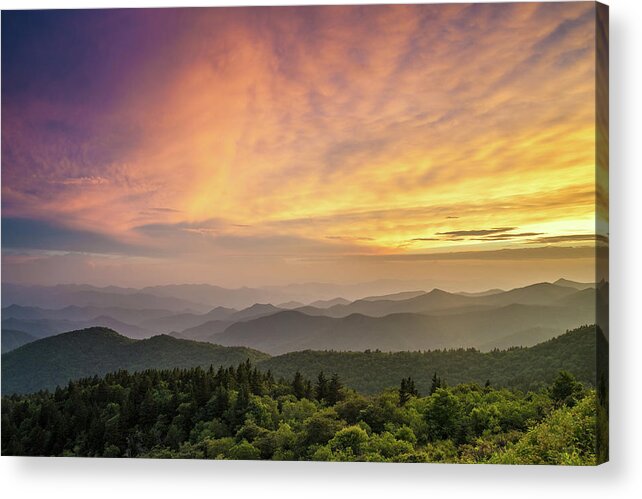 Landscape Acrylic Print featuring the photograph Blue Ridge Parkway NC Cowee Mountains Evening by Robert Stephens