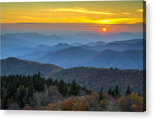 Blue Ridge Parkway Acrylic Print featuring the photograph Blue Ridge Parkway Sunset - For the Love of Autumn by Dave Allen