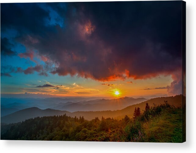 Asheville Acrylic Print featuring the photograph Blue Ridge Sunset by Joye Ardyn Durham