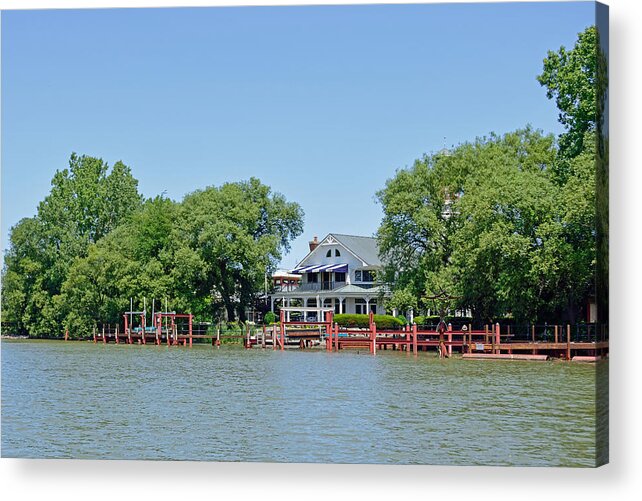 Boathouse Acrylic Print featuring the photograph Boathouse on the River by Deborah Ritch