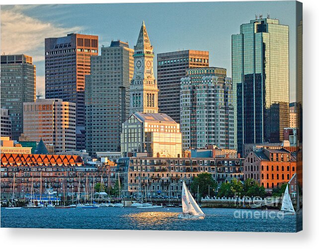 Boat Acrylic Print featuring the photograph Boston Sunset Sail by Susan Cole Kelly