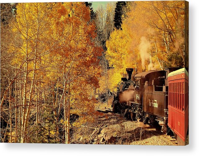Trains Acrylic Print featuring the photograph Cumbres and Toltec scenic RR..Aspens by Al Swasey