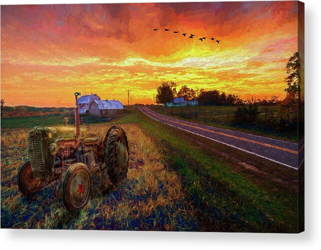 Autumn Acrylic Print featuring the painting Farming - Hard Work and Soft Beauty AP by Dan Carmichael