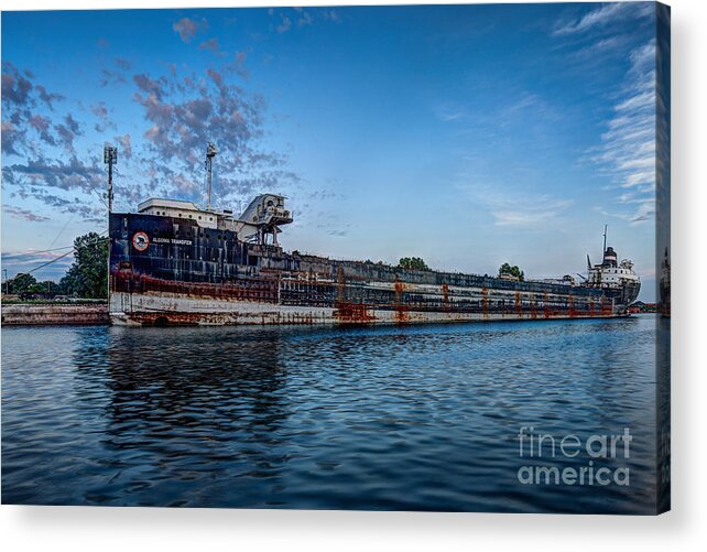 Abandoned Acrylic Print featuring the photograph Final Mooring for the Algoma Transfer by Roger Monahan