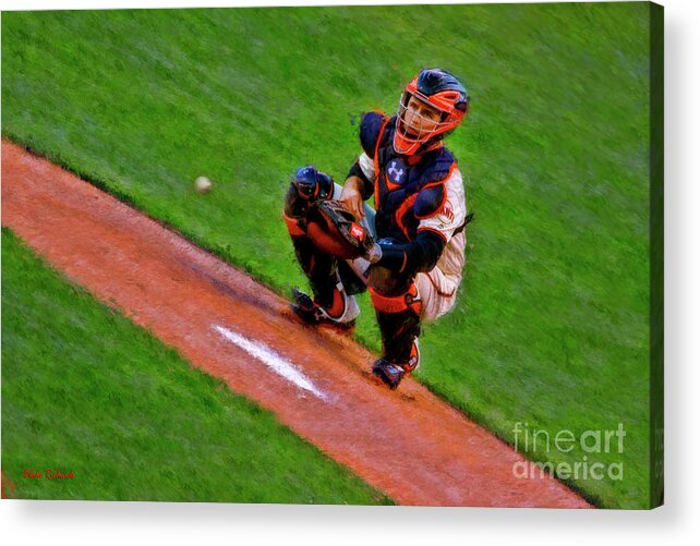  Acrylic Print featuring the photograph Giants Buster Posey Gets Fast Ball by Blake Richards