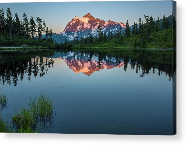 North Cascades National Park Acrylic Print featuring the photograph Glow over Picture Lake by Jon Glaser