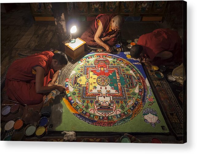 Mandala Acrylic Print featuring the photograph Making of Mandala by Hitendra SINKAR