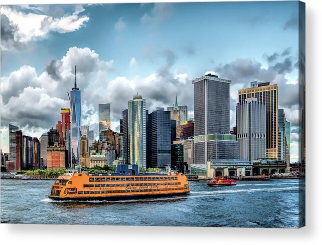 New York Acrylic Print featuring the painting New York City Staten Island Ferry by Christopher Arndt