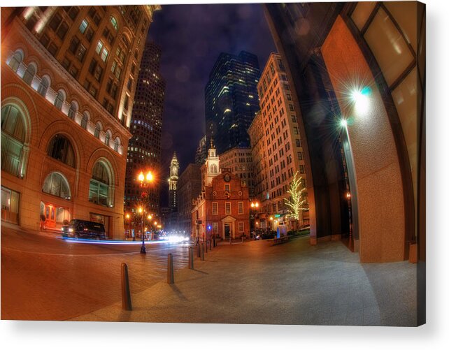 Old State House Acrylic Print featuring the photograph Old State House - Boston at Night by Joann Vitali
