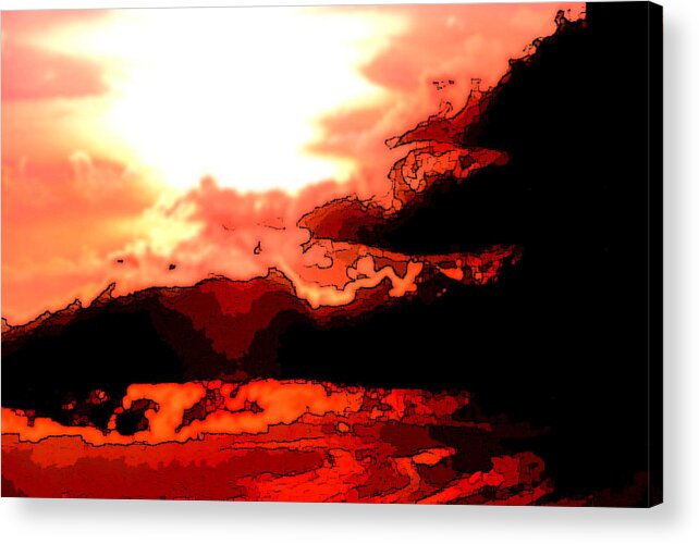 Sunset Acrylic Print featuring the digital art Orange Sunset by Kimberly Camacho