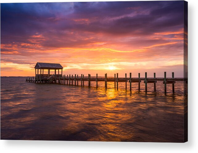 North Carolina Acrylic Print featuring the photograph Outer Banks North Carolina Nags Head Sunset NC Scenic Landscape by Dave Allen