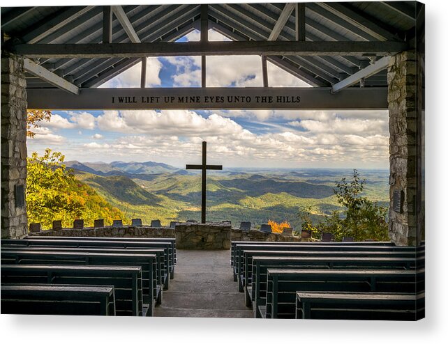 Pretty Place Chapel Acrylic Print featuring the photograph Pretty Place Chapel - Blue Ridge Mountains SC by Dave Allen