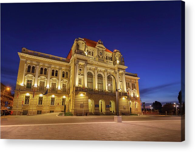 Oradea Acrylic Print featuring the photograph Primaria Oradea, Oradea City Hall, Oradea, Romania by Rick Deacon