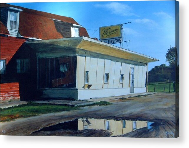 Landscape Acrylic Print featuring the painting Reflections Of A Diner by William Brody