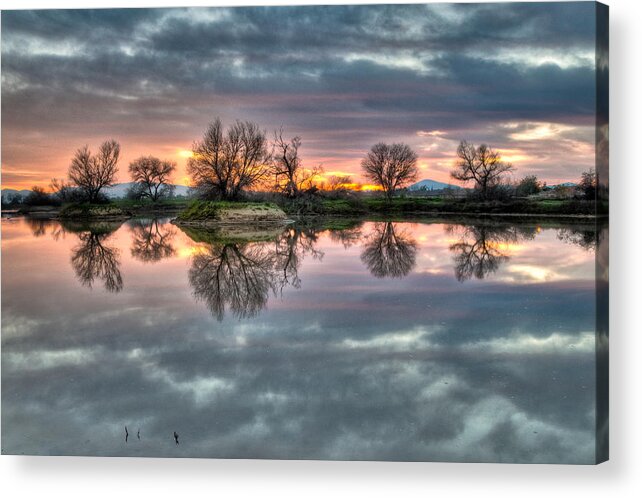 Beautiful Acrylic Print featuring the photograph River Reflection Sunrise by Connie Cooper-Edwards