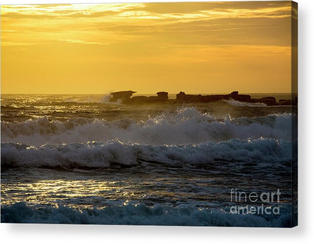 Palm Beach Acrylic Print featuring the photograph Rocks at Palm Beach at sunrise by Sheila Smart Fine Art Photography