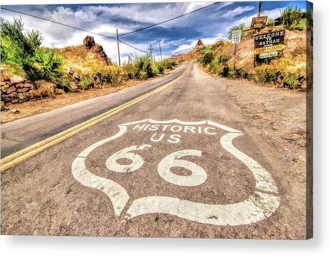 Route 66 Acrylic Print featuring the painting Route 66 Oatman Arizona by Christopher Arndt