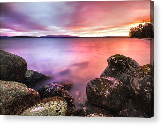 New Hampshire Acrylic Print featuring the photograph Sunrise on Lake Winnipesaukee by Robert Clifford