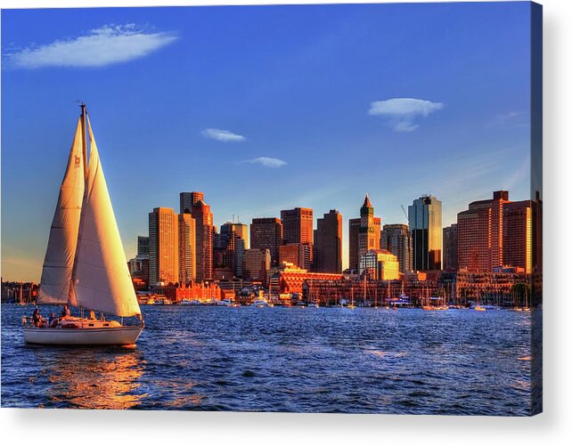 Boston Acrylic Print featuring the photograph Sunset Sail on Boston Harbor by Joann Vitali