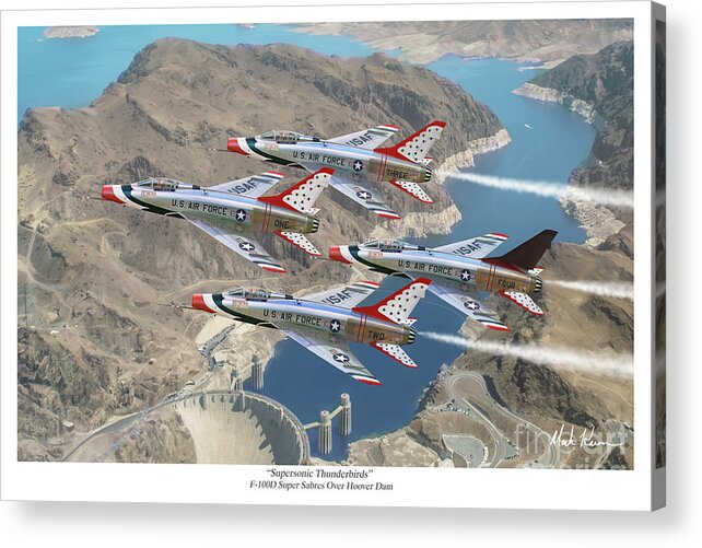 Usaf Acrylic Print featuring the painting Supersonic Thunderbirds by Mark Karvon