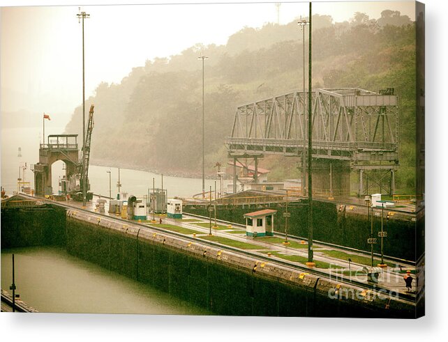 Vintage Panama Canal Acrylic Print featuring the photograph Vintage Panama Canal by John Rizzuto