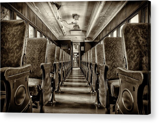 Arcade & Attica Railroad Acrylic Print featuring the photograph Vintage Train Seats by Deborah Ritch