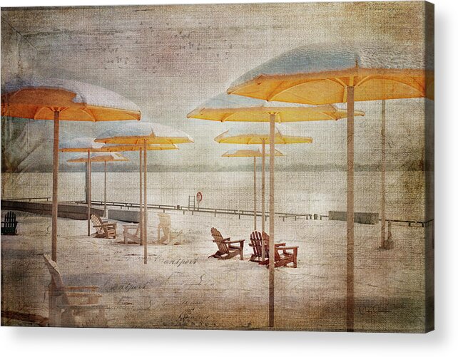 Toronto Acrylic Print featuring the digital art Yellow Parasols in Light by Nicky Jameson