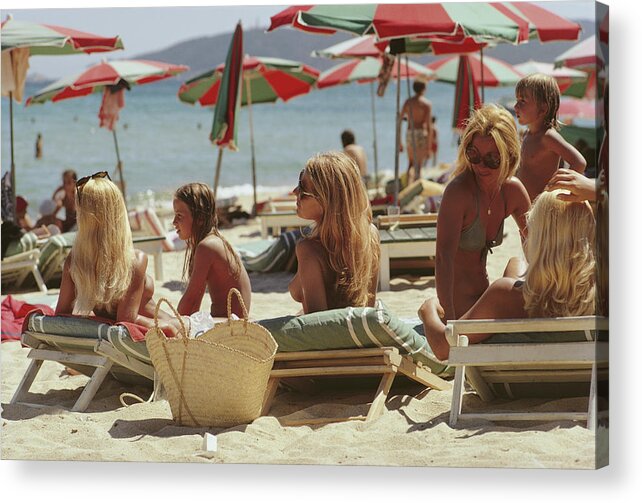 Child Acrylic Print featuring the photograph Saint-tropez Beach by Slim Aarons