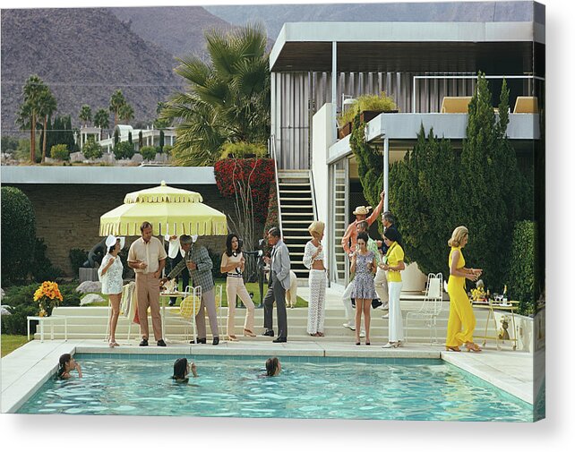 People Acrylic Print featuring the photograph Poolside Party by Slim Aarons