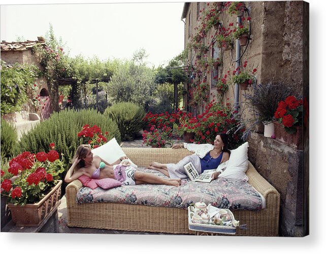 Color Image Acrylic Print featuring the photograph Cataldi And Daughter by Slim Aarons