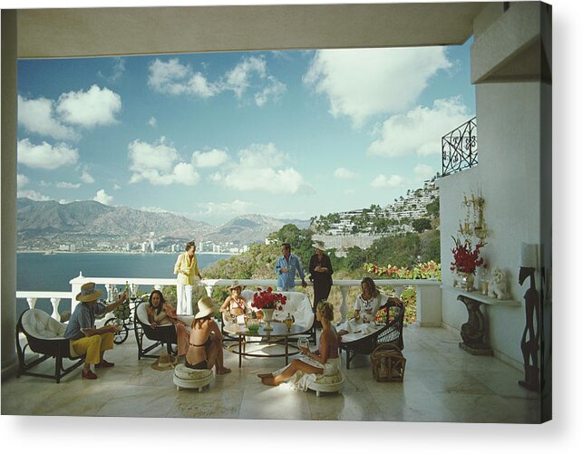 People Acrylic Print featuring the photograph Guests At Villa Nirvana by Slim Aarons