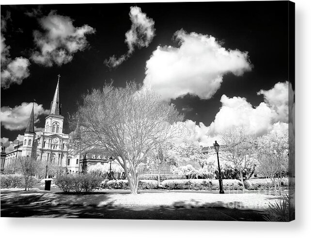 Park Shadows Acrylic Print featuring the photograph Jackson Square Park Shadows New Orleans Infrared by John Rizzuto