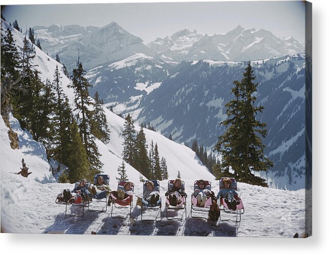 Gstaad Acrylic Print featuring the photograph Lounging In Gstaad by Slim Aarons