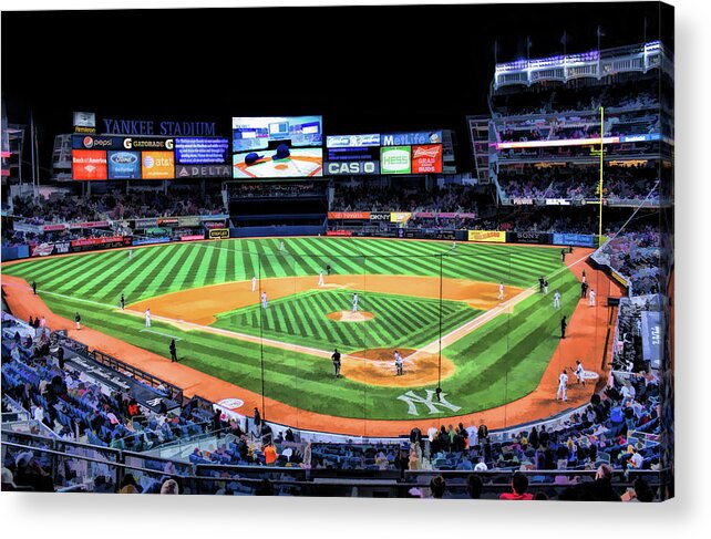 Yankee Stadium Acrylic Print featuring the painting New York Yankees Baseball Ballpark Stadium by Christopher Arndt