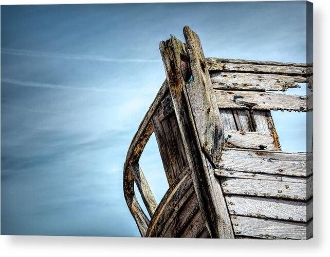 Dungeness Acrylic Print featuring the photograph Old Abandoned Boat Landscape by Rick Deacon