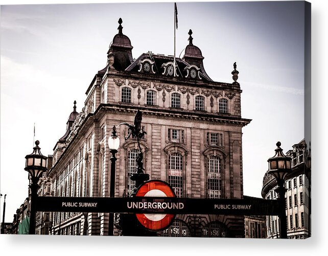 Picadilly Circus Acrylic Print featuring the photograph Picadilly Circus Underground - London by Georgia Clare