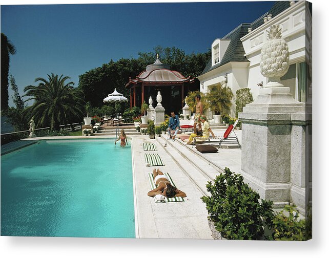 People Acrylic Print featuring the photograph Poolside Chez Holder by Slim Aarons