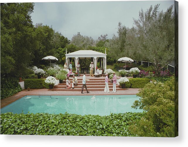 Swimming Pool Acrylic Print featuring the photograph Poolside Drinks by Slim Aarons