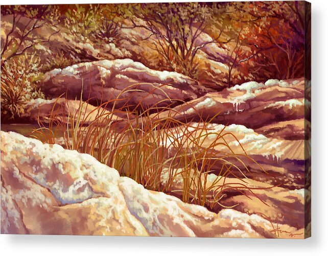 Spring Acrylic Print featuring the painting Spring Snow by Hans Neuhart