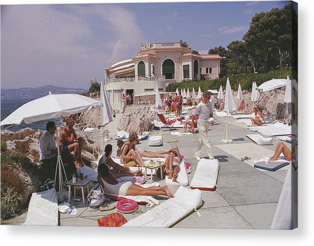 People Acrylic Print featuring the photograph Sunbathing At Hotel Du Cap-eden-roc by Slim Aarons