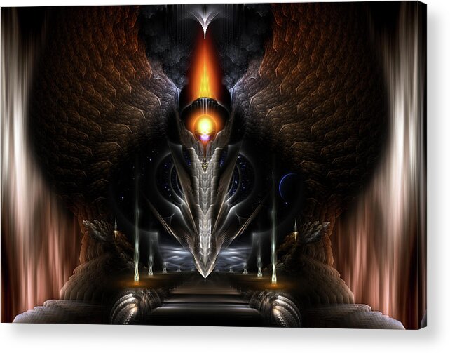Torch Of Arcron Acrylic Print featuring the digital art The Torch Of Arcron Fractal Art by Rolando Burbon