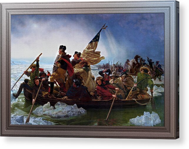 Washington Crossing The Delaware Acrylic Print featuring the painting Washington Crossing the Delaware by Emanuel Leutze by Rolando Burbon