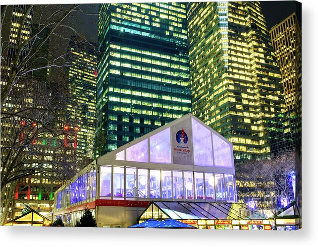 Winter Village At Bryant Park Acrylic Print featuring the photograph Winter Village at Bryant Park New York City by John Rizzuto