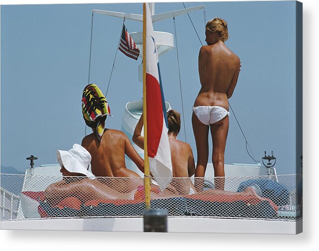 People Acrylic Print featuring the photograph Yacht Holiday by Slim Aarons