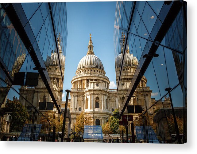 St Paul's Acrylic Print featuring the photograph A Reflection on St' Pauls' #1 by Rick Deacon
