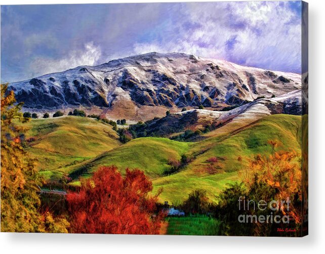 Mission Peak Acrylic Print featuring the photograph A Snowy Mission Peak Fremont Ca by Blake Richards