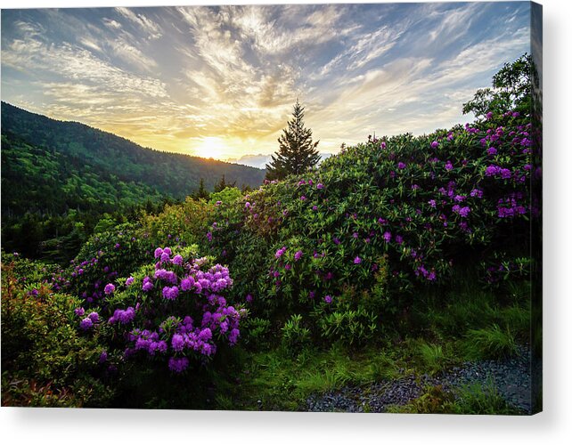 Spring Acrylic Print featuring the photograph Appalachian Trail NC TN Roan Sunset Sky by Robert Stephens