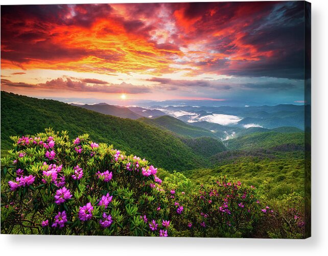 Blue Ridge Parkway Acrylic Print featuring the photograph Asheville North Carolina Blue Ridge Parkway Scenic Sunset Landscape by Dave Allen