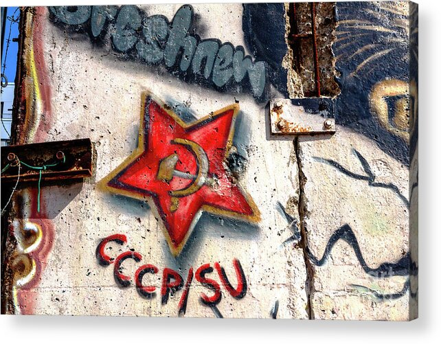 Cccp Red Start Acrylic Print featuring the photograph CCCP Red Star on the Berlin Wall by John Rizzuto